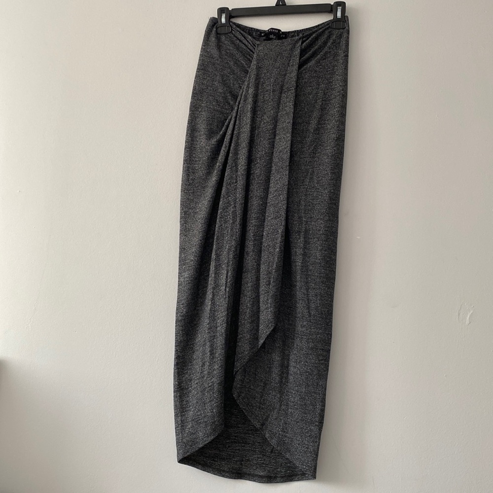 Hyfve charcoal gray drape front skirt size L